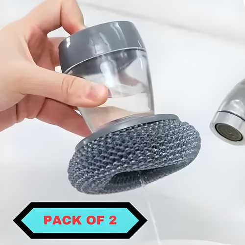 Soap Dispensing Palm Brush – Pack of 2 | Kitchen Dish Brush with Built-in Dispenser
