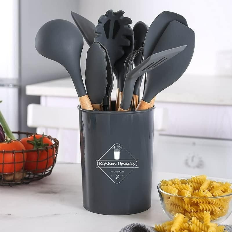 Silicone Cooking Utensil Set 11-Piece with Holder | Heat-Resistant Kitchen Tools