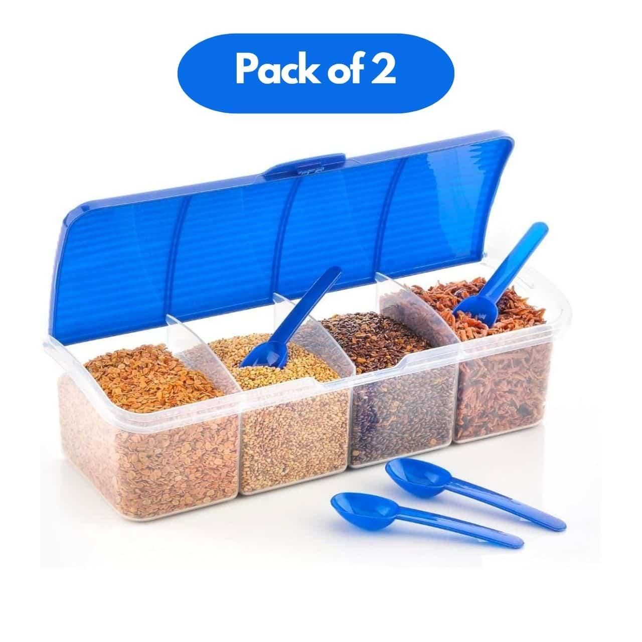 4-in-1 Spice Vault with Measuring Spoons & Airtight Lid | Pack of 2 | TruRingle