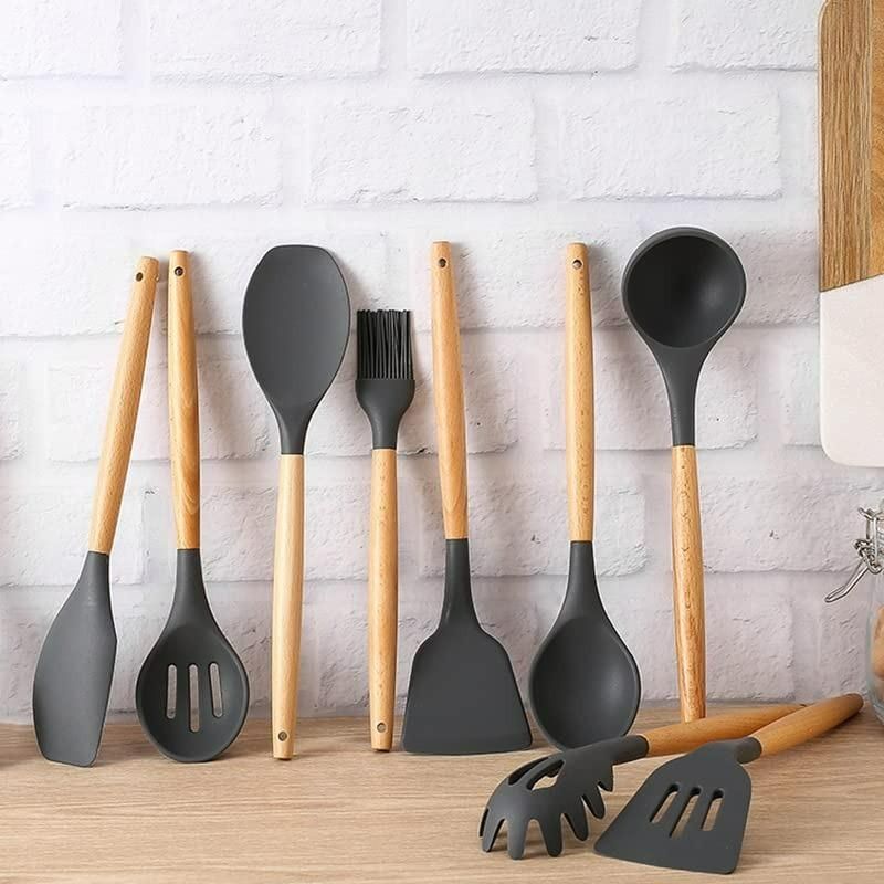 Silicone Cooking Utensil Set 11-Piece with Holder | Heat-Resistant Kitchen Tools